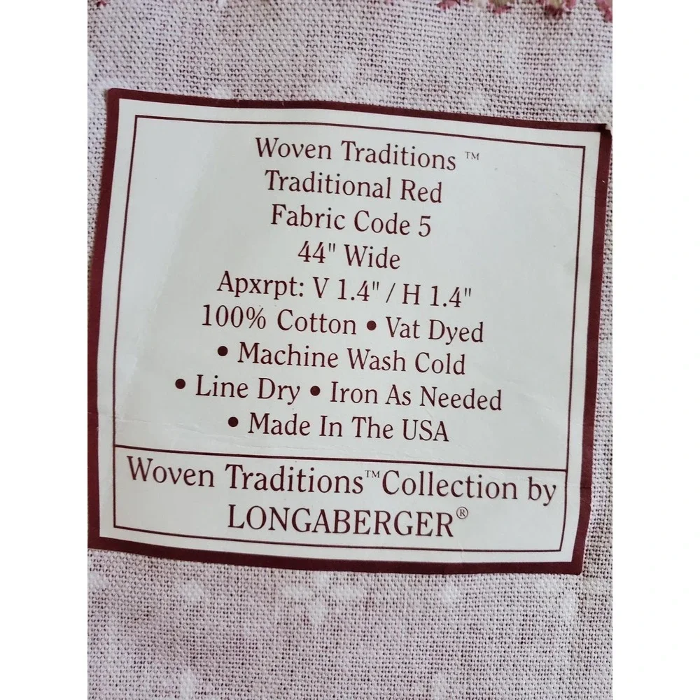 Longaberger Red Floral Basket Bonnet & Napkin Set 2 Pc Cotton Liner Made In USA